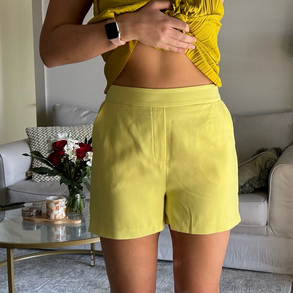 Yellow linen shorts